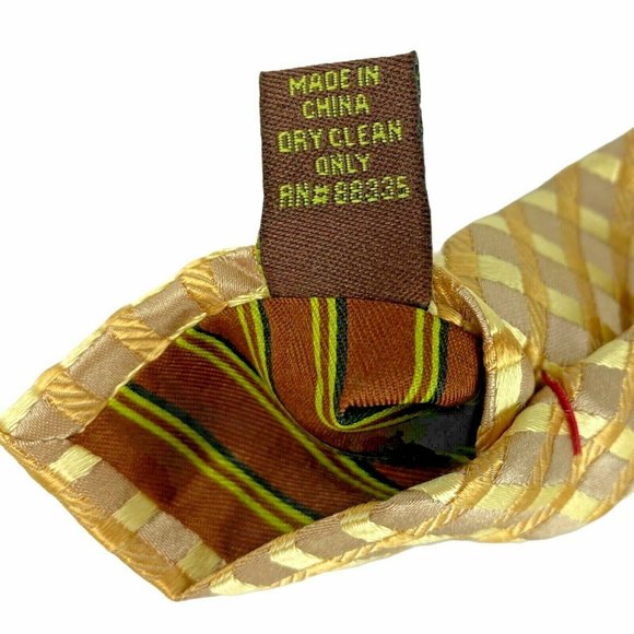 BCBG Attitude Yellow Gold Intersecting Stripes Tie - Picture 8 of 9